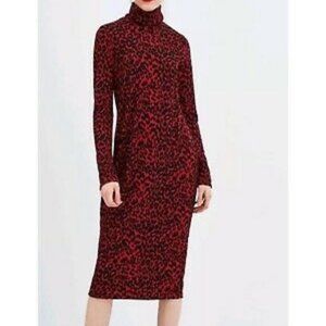 Zara red animal print bodycon dress size small